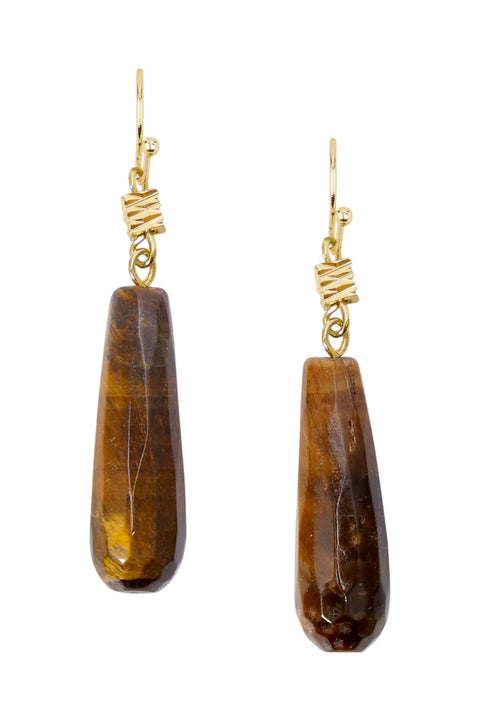 Natural Tiger Eye Drop Earrings - GF