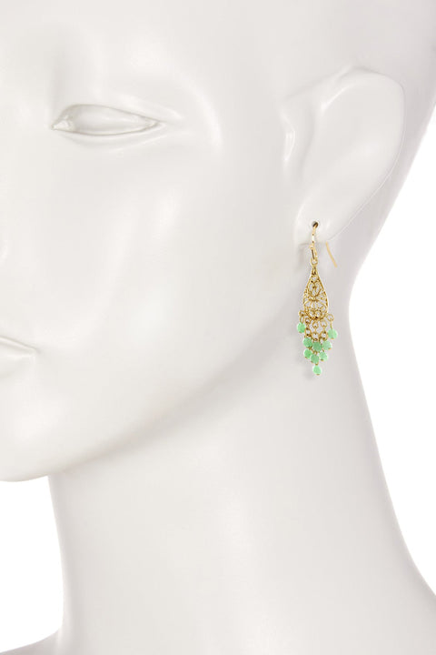 Amazonite Bohemian Bead Tassel Drop Earrings - GF