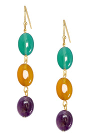 Amethyst & Mixed Agate Drop Earrings - GF