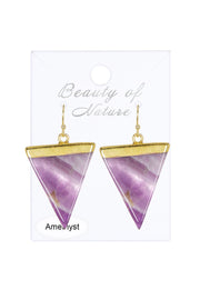 Amethyst Triangle Drop Earrings In Gold - GF