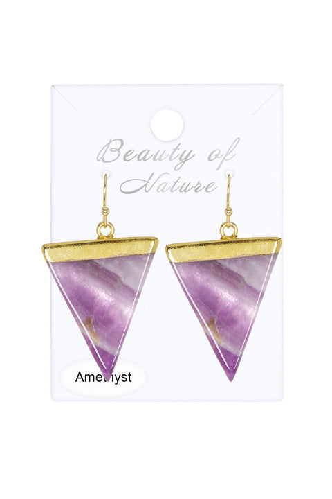 Amethyst Triangle Drop Earrings In Gold - GF