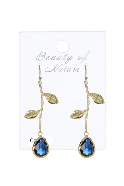 London Blue Crystal Floral Drop Earrings - GF