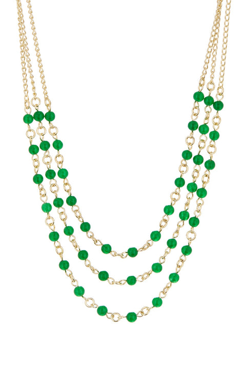 Green Agate 3 Strand Necklace - GF