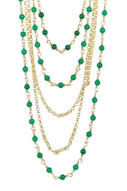 Green Agate Multi Strand Layer Necklace - GF