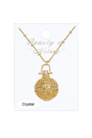 Round Locket With Hidden Crystal Necklace - GF