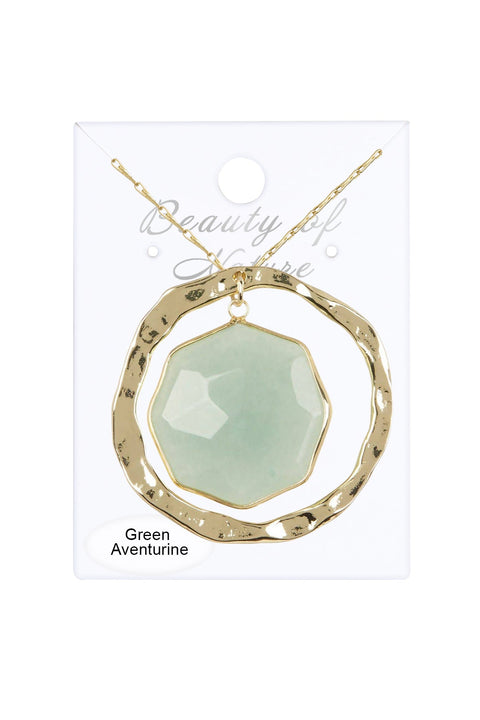 Green Aventurine Framed Briolette Orbit Necklace - GF