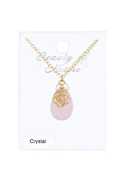 Rose Crystal Charm Necklace - GF