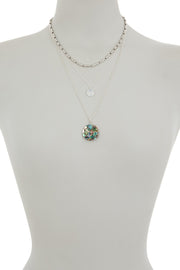 Abalone Shell & Moonstone Crystal 3 Strand Necklace - SF