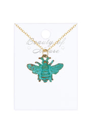 Natural Verdigris Patina Bumblebee Necklace - GF