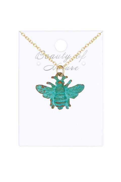 Natural Verdigris Patina Bumblebee Necklace - GF
