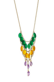 Amethyst & Multi Colored Agates Layered Necklace - GF