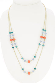 Aqua Crystal Two Strand Necklace - GF