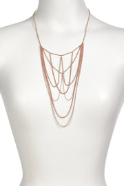 Multi Strand Drape Necklace In Rose Gold - RG