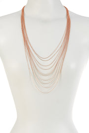 Multi Strand Drape Necklace In Rose Gold - RG