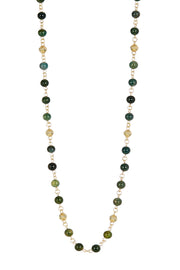 Moss Agate Beads Long Station Necklace - GF