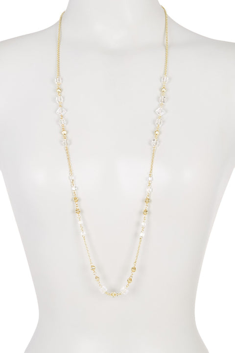 Clear Crystal Long Station Necklace - GF