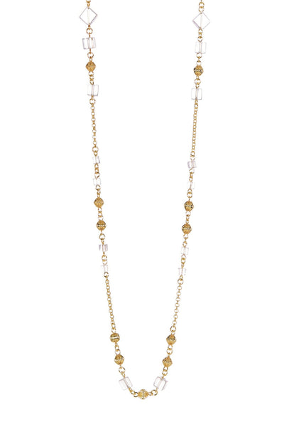 Clear Crystal Long Station Necklace - GF
