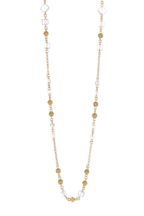 Clear Crystal Long Station Necklace - GF