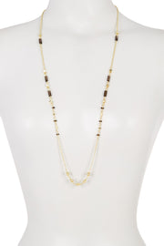 Smoky Quartz Long Station Necklace - GF