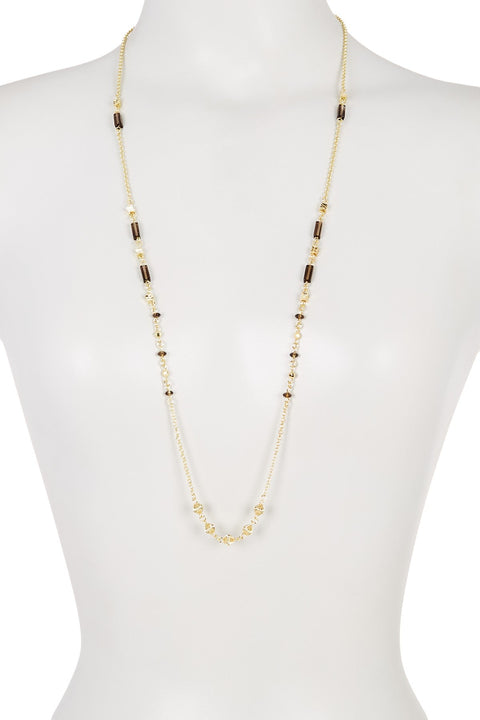 Smoky Quartz Long Station Necklace - GF