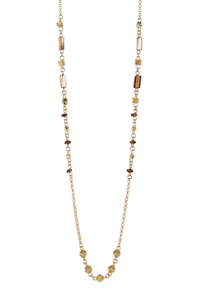 Smoky Quartz Long Station Necklace - GF