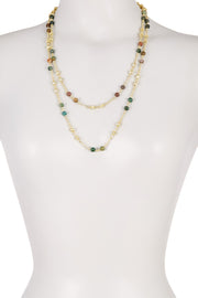 Mixed Jaspber Beads Long Double Wrap Necklace - GF