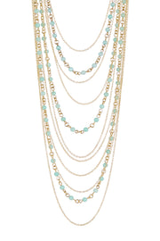 Amazonite & Multi Strand Long Drape Necklace - GF