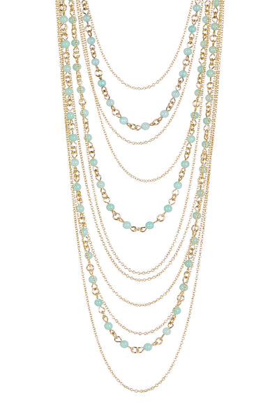 Amazonite & Multi Strand Long Drape Necklace - GF