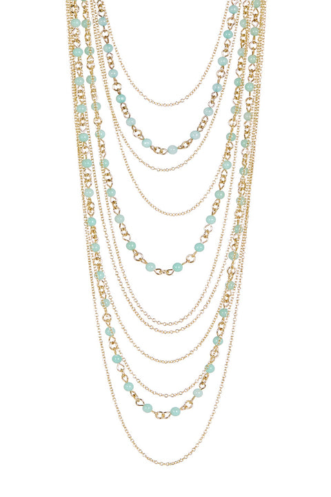 Amazonite & Multi Strand Long Drape Necklace - GF