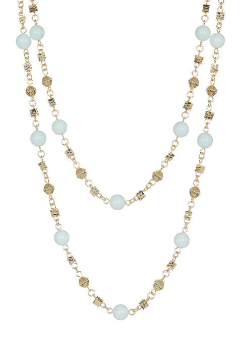 Amazonite Beads Long Double Wrap Necklace - GF