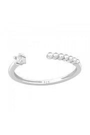Sterling Silver Adjustable Dots Link Toe Ring with CZ - SS