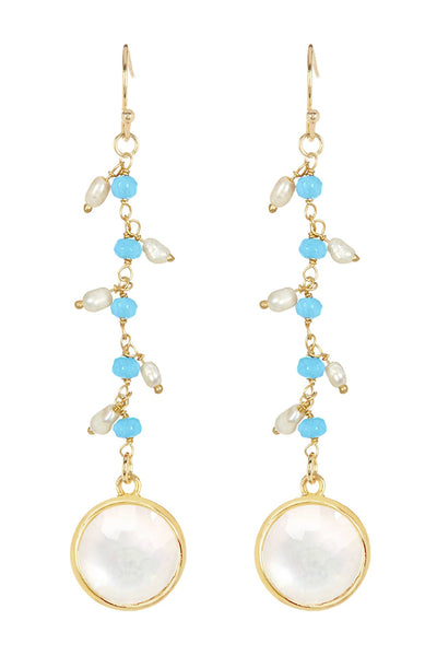 Mother of Pearl & Freshwater Pearl Drop Earrings - GF