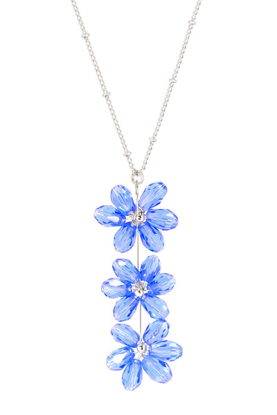 Tanzanite Austrian Crystal Flower Pendant Necklace - SF