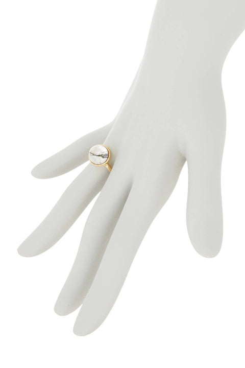 Howlite Round Ring In Gold - GF