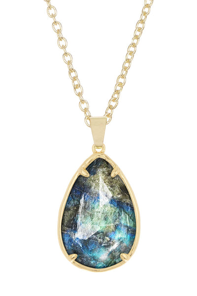 Labradorite Pear Cut Pendant Necklace - GF