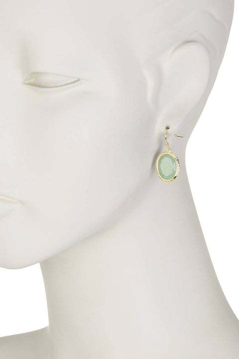 Green Aventurine Oval Drop Earrings In Gold - GF