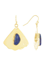 Lapis & Hand Struck Fan Earrings - GF