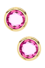 Raspberry Crystal 7mm Post Earrings In Gold - GF