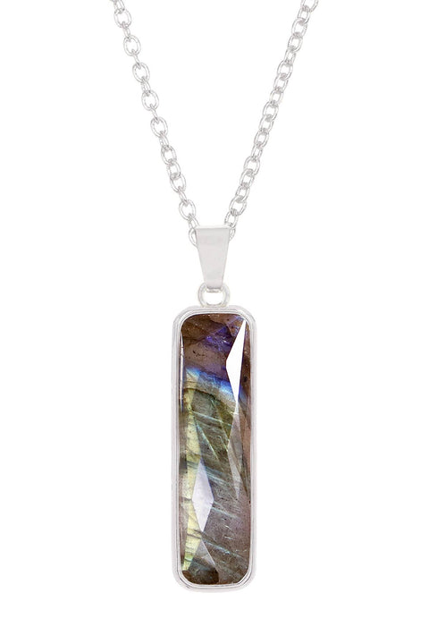 Labradorite Rectangle Necklace - SF