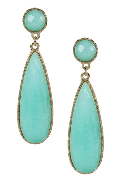 Amazonite Teardrop Statement Stud Earrings - AG