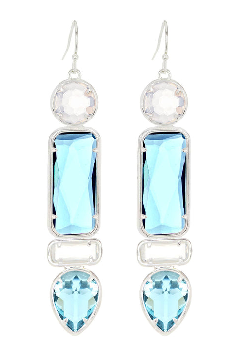 Sky Blue & Moonstone Crystal Drop Earrings - SF