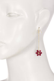 Red Austrian Crystal Flower Bloom Dangle Earrings - GF