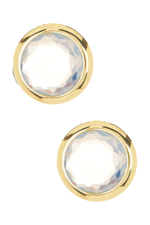 Moonstone Crystal 7mm Post Earrings In Gold - GF