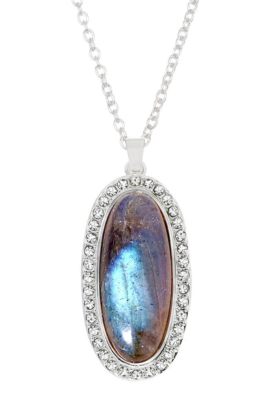 Labradorite Halo Pendant Necklace - SF