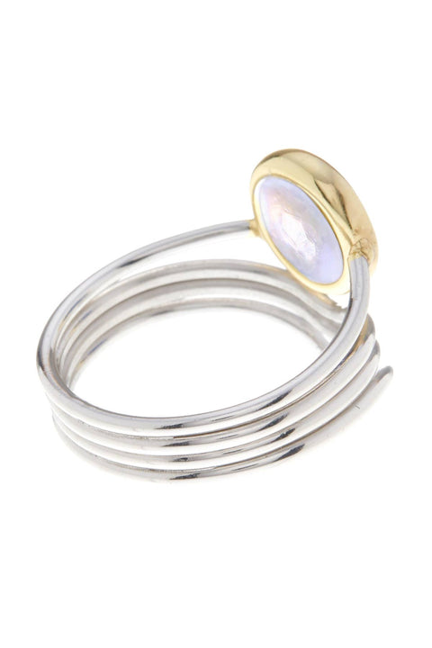 Mother Of Pearl & Two-Tone Freeform Ring - SF