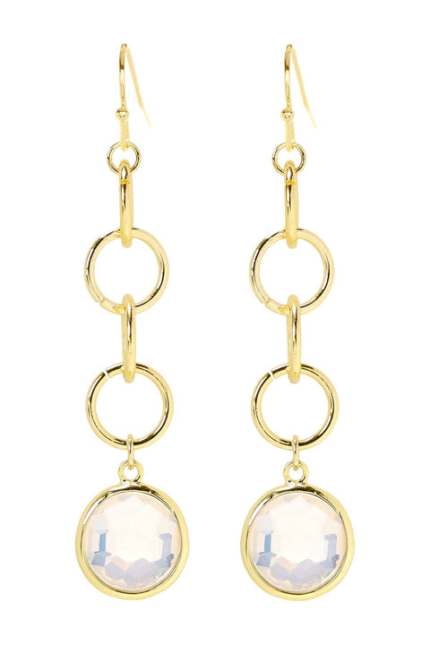 Moonstone Crystal & Interlocking Circle Drop Earrings - GF