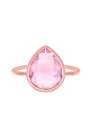 Pink Crystal Ring In Rose Gold - SF