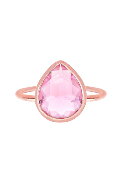 Pink Crystal Ring In Rose Gold - SF