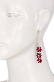 Red Austrian Crystal Flower Bloom Drop Earrings - GF