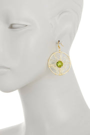 Peridot Crystal Dreamcatcher Drop Earrings - GF